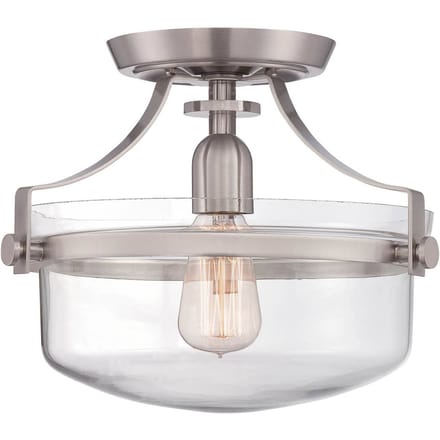 Quoizel LED Plafondlamp Penn Station | 1X E27 Max 60W | Dimbaar | Brushed Nickel