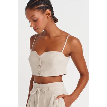 Strapless Crop Linnenmix Korsettop