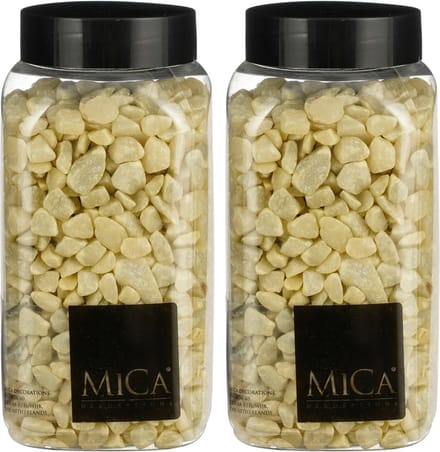 Mica Decorations decoratie steentjes - 2x - geel - 1 kilo - 650ml - hobby steentjes