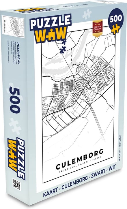 Puzzel Kaart - Culemborg - Zwart - Wit - Legpuzzel - Puzzel 500 stukjes