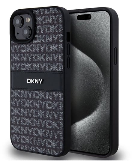 DKNY Textured Tonal Stripe Back Case - Geschikt voor Apple iPhone 15 Plus (6.7") - Zwart