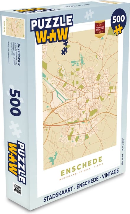 Puzzel Stadskaart - Enschede - Vintage - Legpuzzel - Puzzel 500 stukjes - Plattegrond