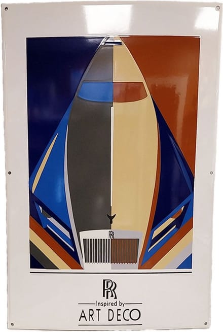 Rolls Royce Art Deco Emaille Bord - 70 x 46cm