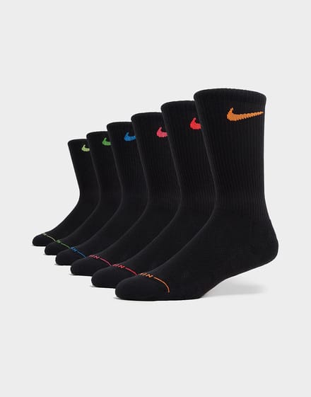 Nike 6-Pack Elevated Crew Socks - Zwart- Dames, Zwart 42 - 46