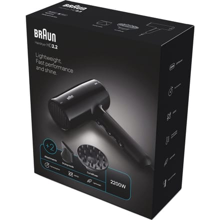 Braun HD2.2 Föhn BRHD225E - 2200W - Lichtgewicht haardroger - Föhn inclusief diffuser