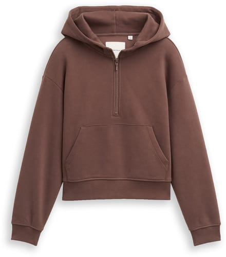 Tom Tailor - Hoodiesweatshirt met ritssluiting - Maat 128 - soft chocolate brown