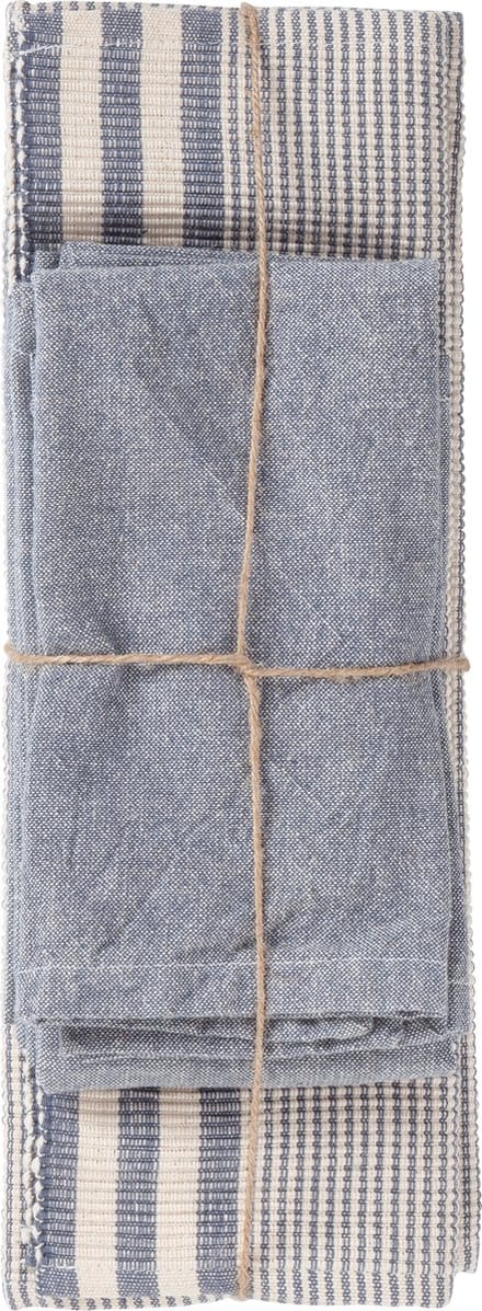 Linen & More  Set 4 Placemats en 4 Servetten  Katoen  Indigo Blauw
