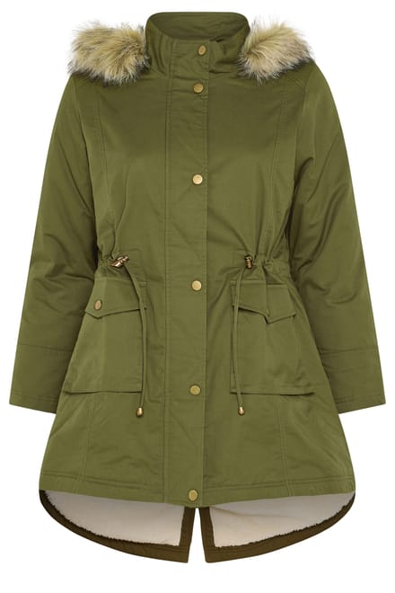 Yours Kakigroene Parka Met Nepbont Size 42