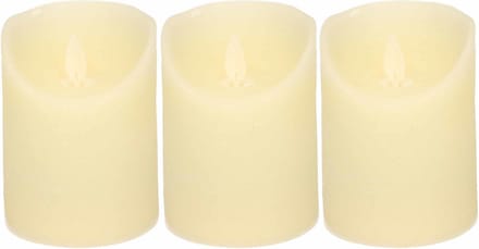 Anna's Collection Stompkaars - 3x - LED - ivoor wit - H10 cm - bewegende vlam - kaars