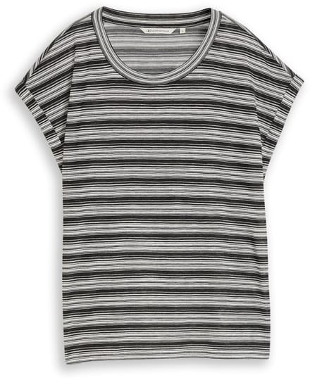 Tom Tailor Denim - T-shirt met streepjespatroon - Maat XXL - black white gradient stripe