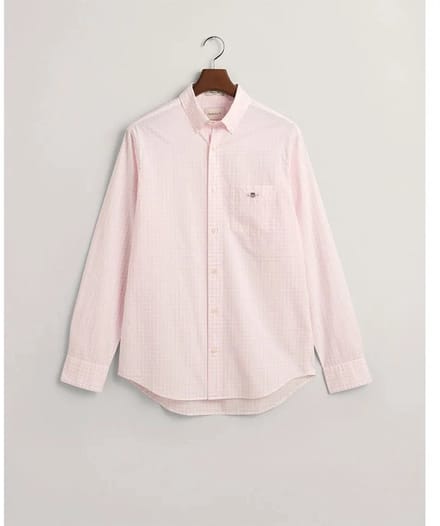 katoenen Gant overhemd roze geruit button-down normale fit