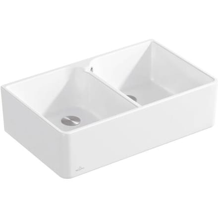 Villeroy & Boch sink double sink 80 cm, drain set with manual override 638001RW