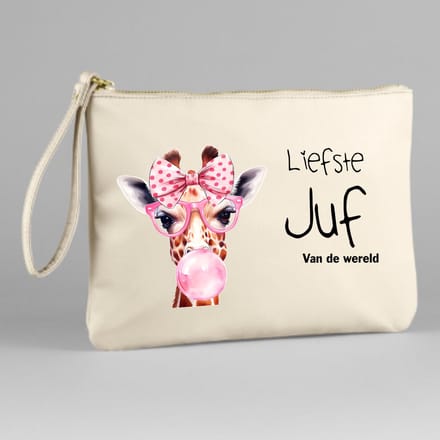 Beige juf etui- juf cadeau- einde schooljaar- liefste juf-giraf etui Beige.