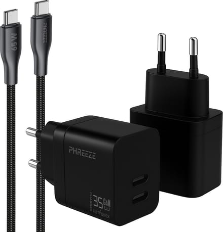 35w usb C adapter - Usb C naar usb C - 1 meter - Met oplaadkabel en twee usb c poorten snellader