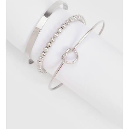 boohoo Dames Knoop Bangle Armband 3 Pack | Zilver