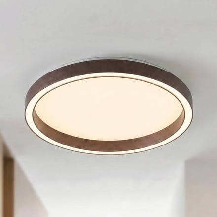 Lucande LED plafondlamp Rotundo, Ø 40 cm, bruin, dimbaar