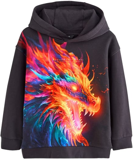 Next - Jongens - Hoodie met Older-print - Zwart