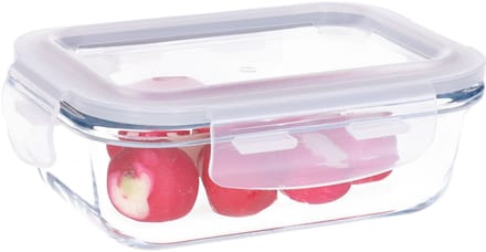 B-Home Vershoudbakje/lunchbox - luchtdicht - met clips - glas - 15 x 11 cm - 370 ml
