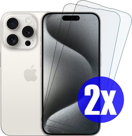 Screenprotector geschikt voor iPhone 15 Pro Max - Gehard Glas - Tempered Glass Armor Screen Cover - 2 Stuks