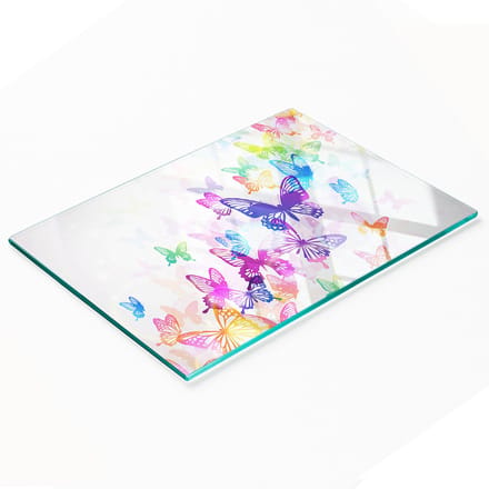 Decoratieve serveerplank van glas met kleurrijke vlinders, 80x52 cm