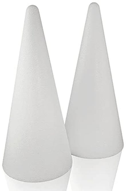 Piepschuim Kegels Ø 12 cm Hoogte 27 cm - Set van 2 Stuks - Creatief Handwerk