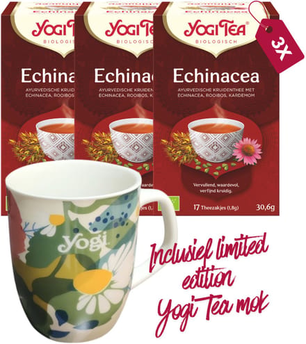 Yogi Tea Echinacea Bio - 3 pakjes - inclusief limited edition Yogi Tea mok