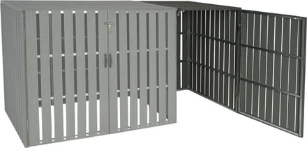 1 WPC afvalemmer deksel uitbreiding MCW-J28, afvalemmer box, metaal hout look ~ grijs