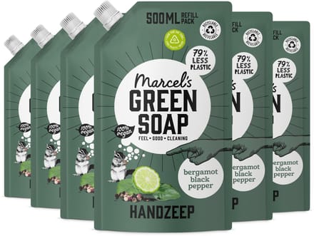 Marcel's Green Soap Handzeep Navulling - Bergamot Black Pepper - 6 x 500ml