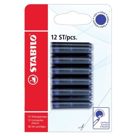 STABILO Vulpen Patronen - Blauw - Blister Met 12 Stuks