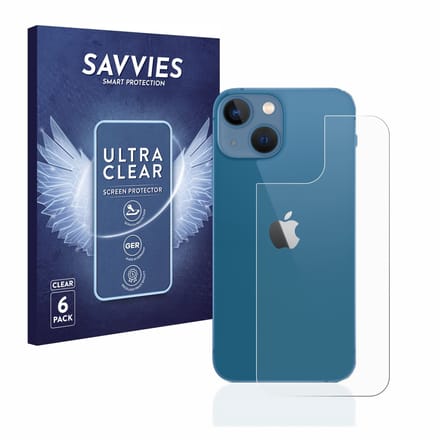 Savvies - Screenprotector voor Apple iPhone 13 mini (Achterkant) - Folie Beschermfolie transparant 6 Stuks