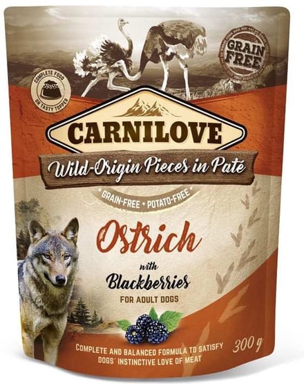 Carnilove dog pouch struisvogel / bramen - 12x300 gr