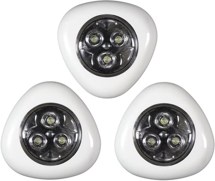 Home deco factory LED Druklampjes set van 3x - wit - touch - zelfklevend
