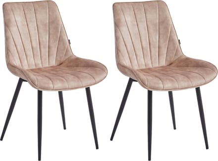 Colenis® - Lesedi Eetkamerstoel - Set Van 2 - Champagne - Adoré Velvet - Industrieel