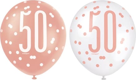 Ballonnen 50 Jaar Rosé Goud Glitz (6st)