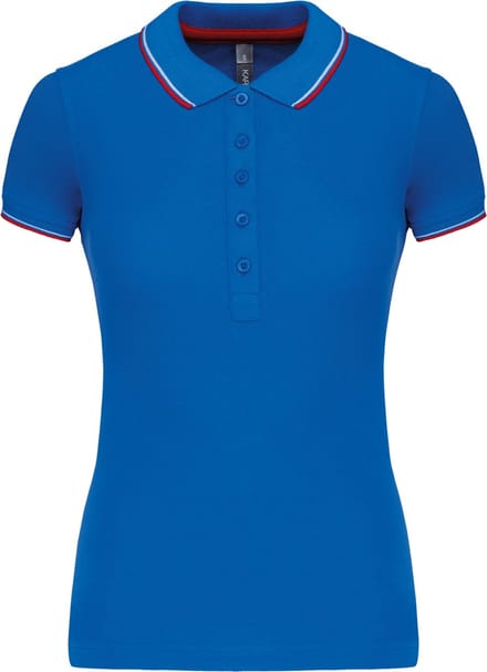 Kariban Damespolo korte mouwen K251 - Light Royal Blue / Red / White - S