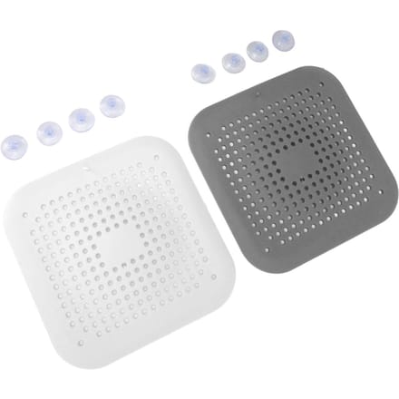 4 Sets Platte Silicone Gootsteenzeef met Zuignappen Voorkomt Verstopping Flexibele Doucheputdeksel white