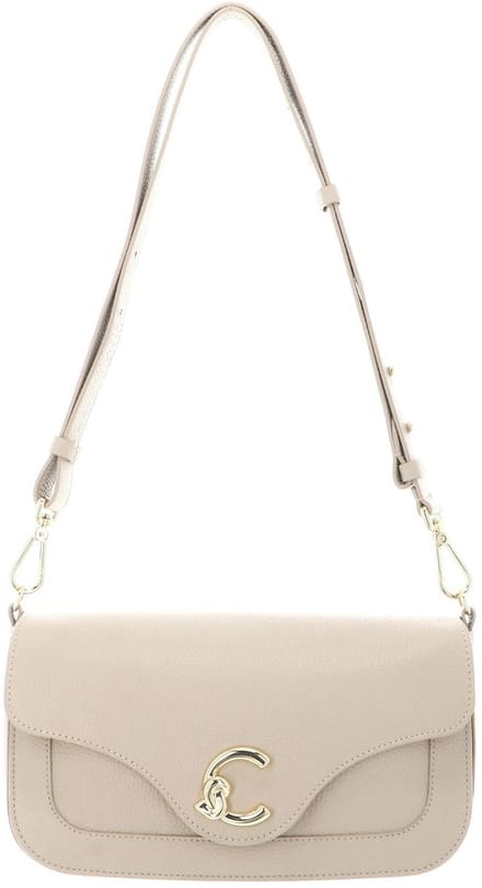 COCCINELLE Leren schoudertas C-Me Handbag Grainy Leather Sandshell beige
