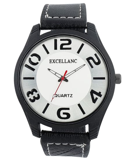 EXCELLANC Herenhorloge lederimitatie Mineralglas