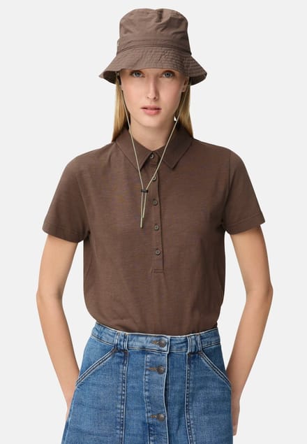 camel active Poloshirt met knoopsluiting - Maat - Bruinwomenswear-XL