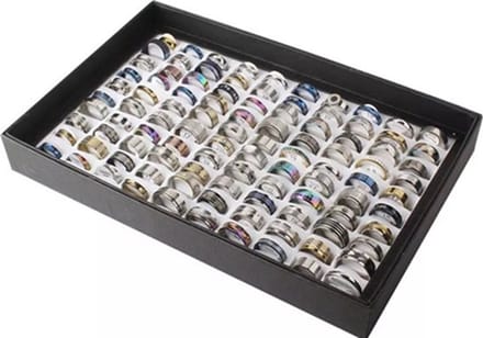 EmmyRovi - Ringen Set - 100 Stuks - Stainless Steel - Unisex - Verschillende Maten & Designs