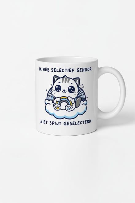 Ik Heb Selectief Gehoor Mok - Kat Regenboog Design