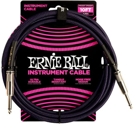 Ernie Ball 6393 braided instrument cable 3 meter paars
