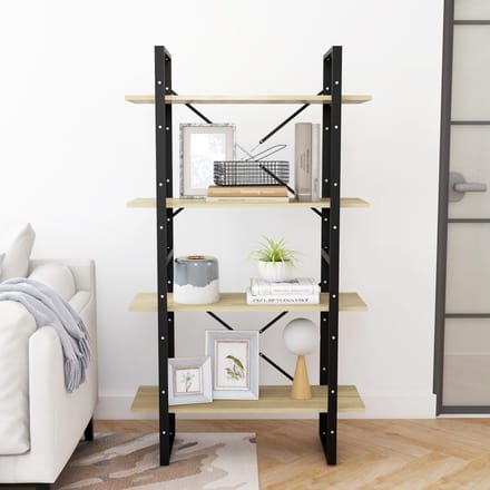 vidaXL - Boekenkast - met - 4 - schappen - 80x30x140 - cm - hout - sonoma - eiken