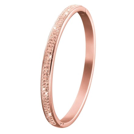 Lucardi Meisjes Bangle met plating - Ovaal - Kristal - Cadeau - Staal - Rosékleurig