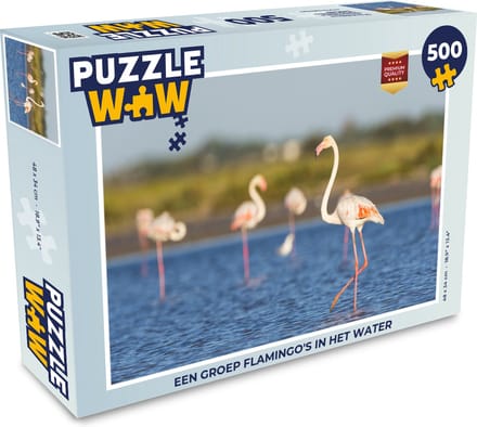 Puzzel Een groep flamingo's in het water - Legpuzzel - Puzzel 500 stukjes