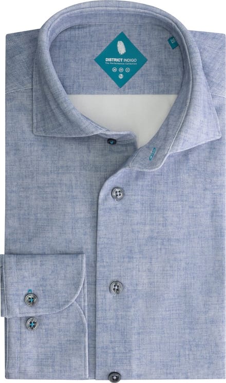 District Indigo Overhemd Pique Performance Mel. Light Blue (7.42.025.776 - 018)