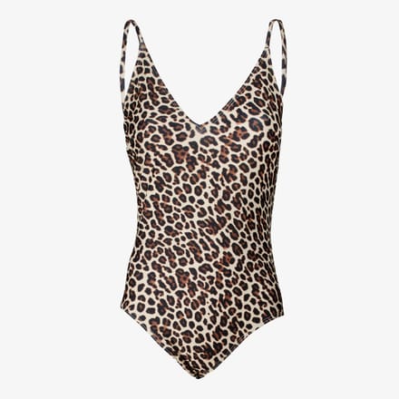 Osaga dames badpak met panterprint - Bruin - Maat M