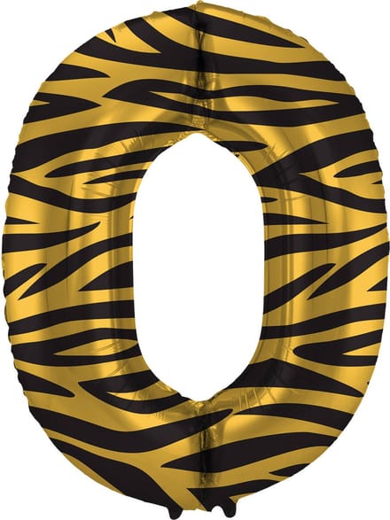 Folat - Folieballon Cijfer 0 Tiger Chic - 86 cm