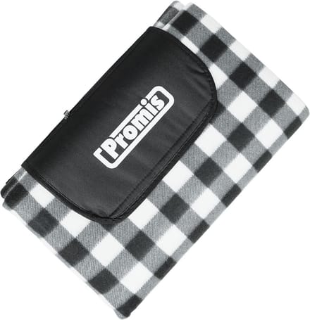 Promis - Picknickkleed XL Waterdicht - 200 x 200 cm - Zwart / Wit / Grijs gestreept - met handvat