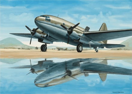 Thijs Postma - TP Aviation Art - Poster - Curtiss C-46 Met Water Reflectie - 50x70cm